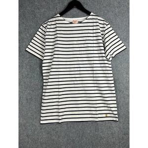 Armor Lux Women Shirt Size Extra Large White Striped Round Neck Short Sleeve